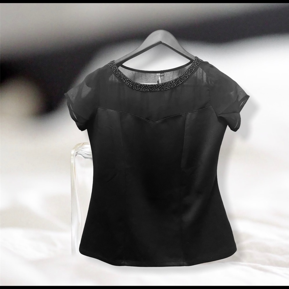 Embellished neck top